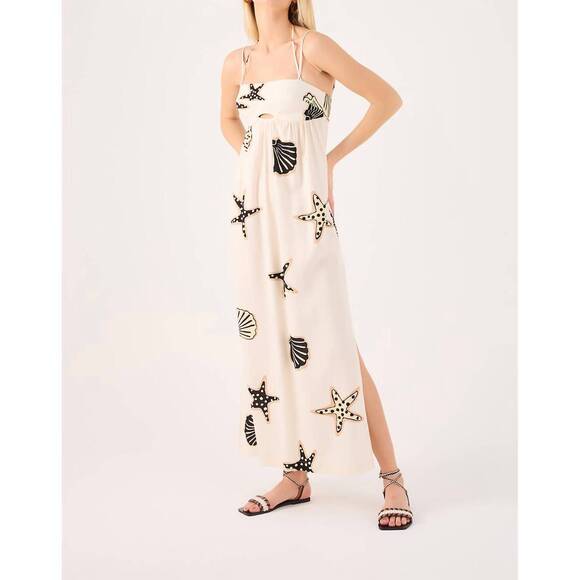DRESS TO Dresses & Skirts - NEW DRESS TO cropped linen maxi dress in cream